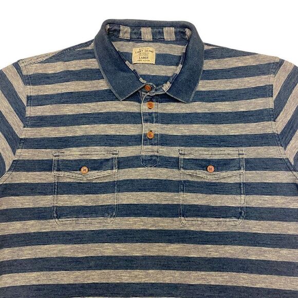 Lucky Brand‎ Short Sleeve Blue Stripe Polo Shirt Size L - Picture 2 of 13